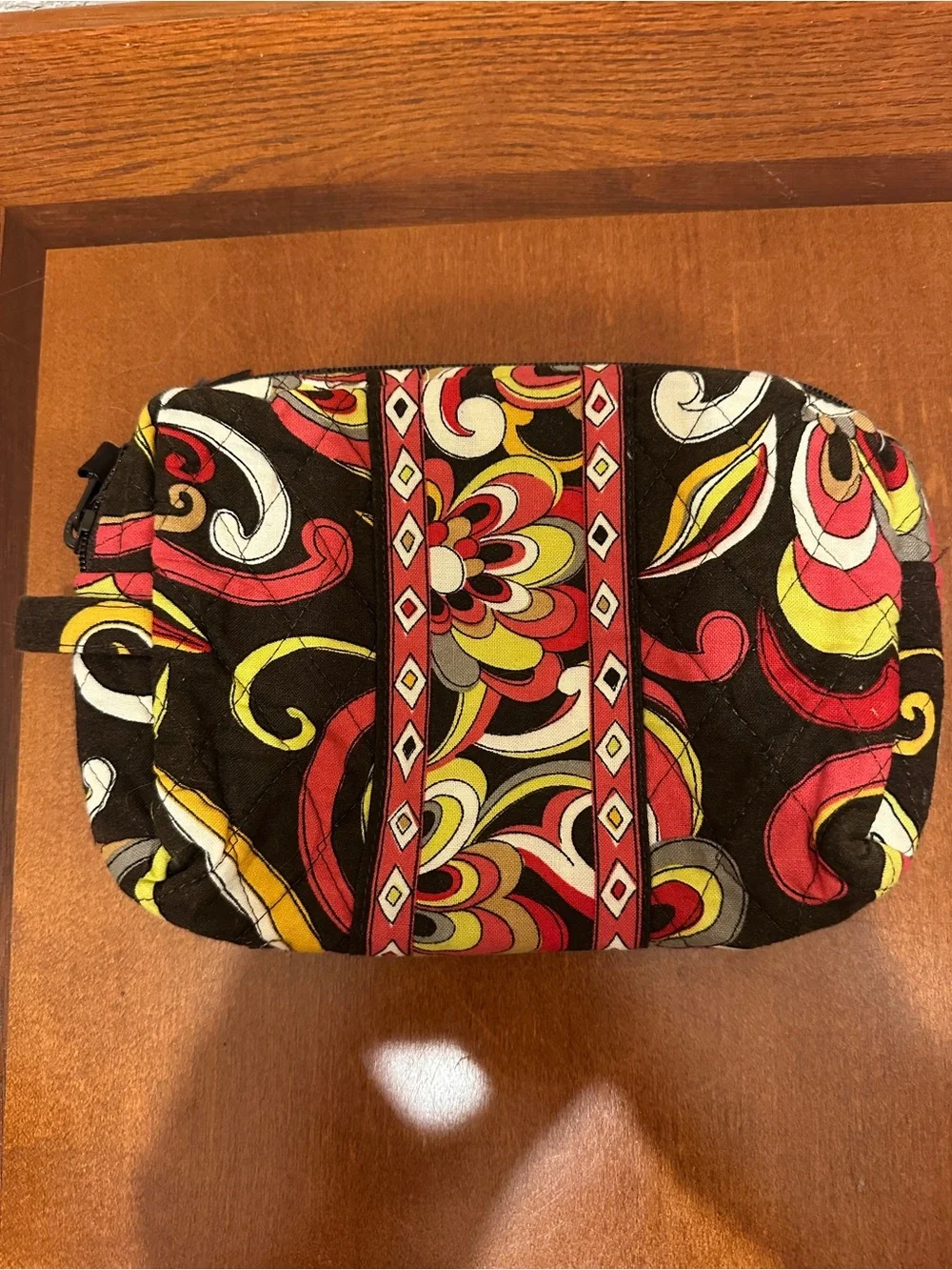 Vera Bradley Mod Floral Pink Cosmetic Makeup Bag Travel Pouch Set Quilted Cotton